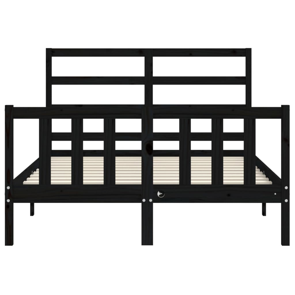 vidaXL Estructura de cama con cabecero madera maciza negro 120x200 cm