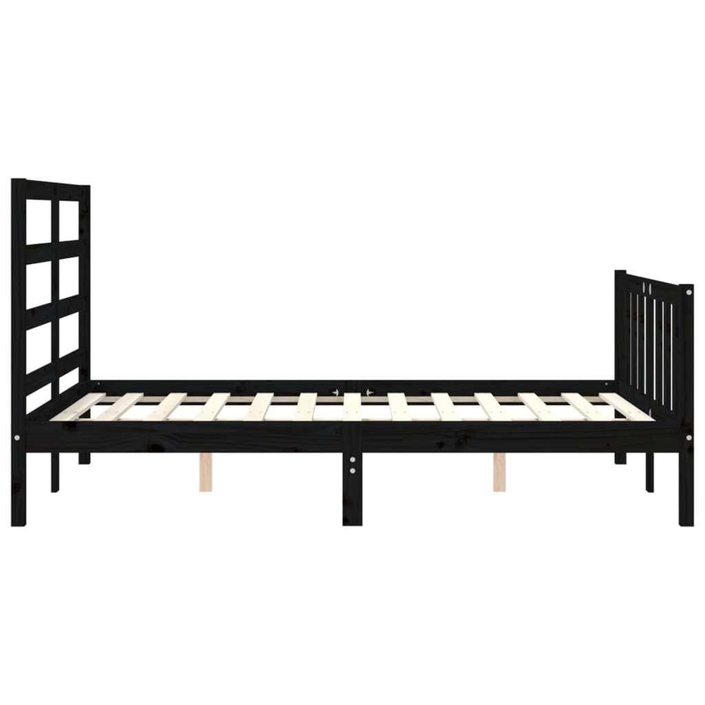 vidaXL Estructura de cama con cabecero madera maciza negro 120x200 cm