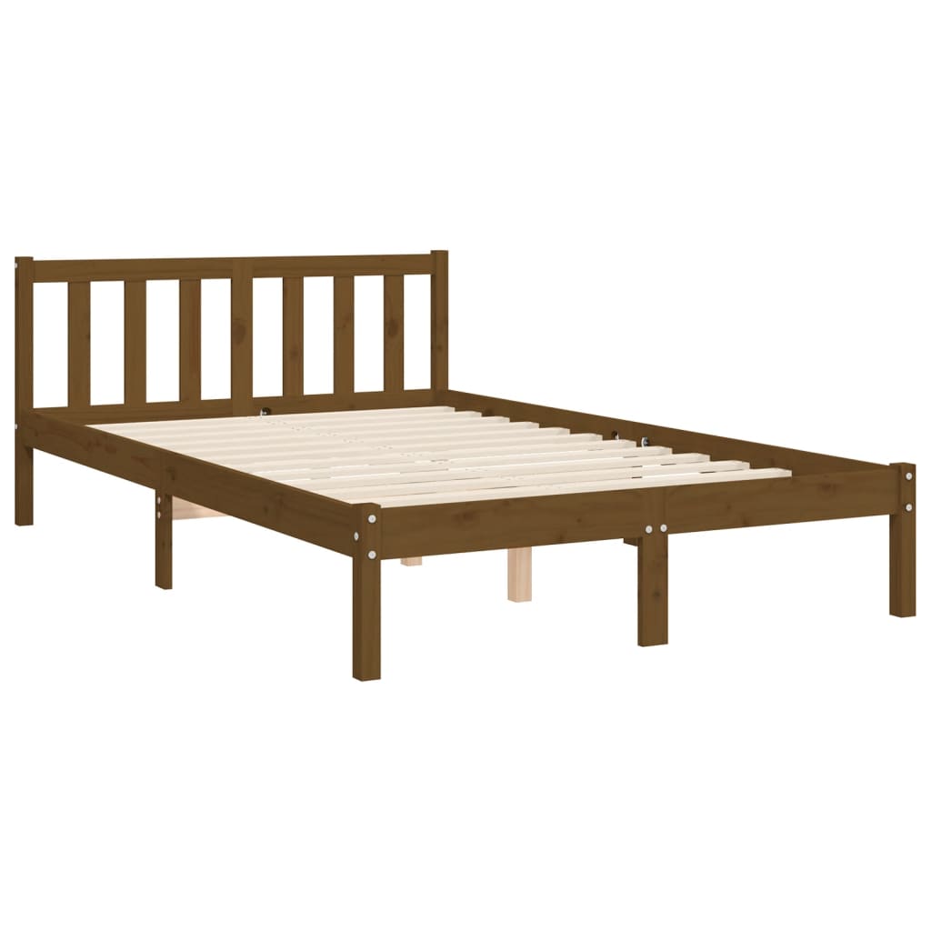 vidaXL Estructura de cama matrimonio con cabecero madera marrón miel