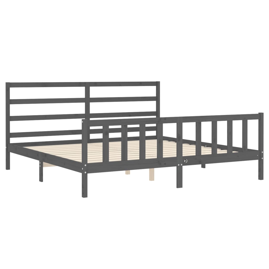 vidaXL Estructura de cama con cabecero madera maciza gris 200x200 cm