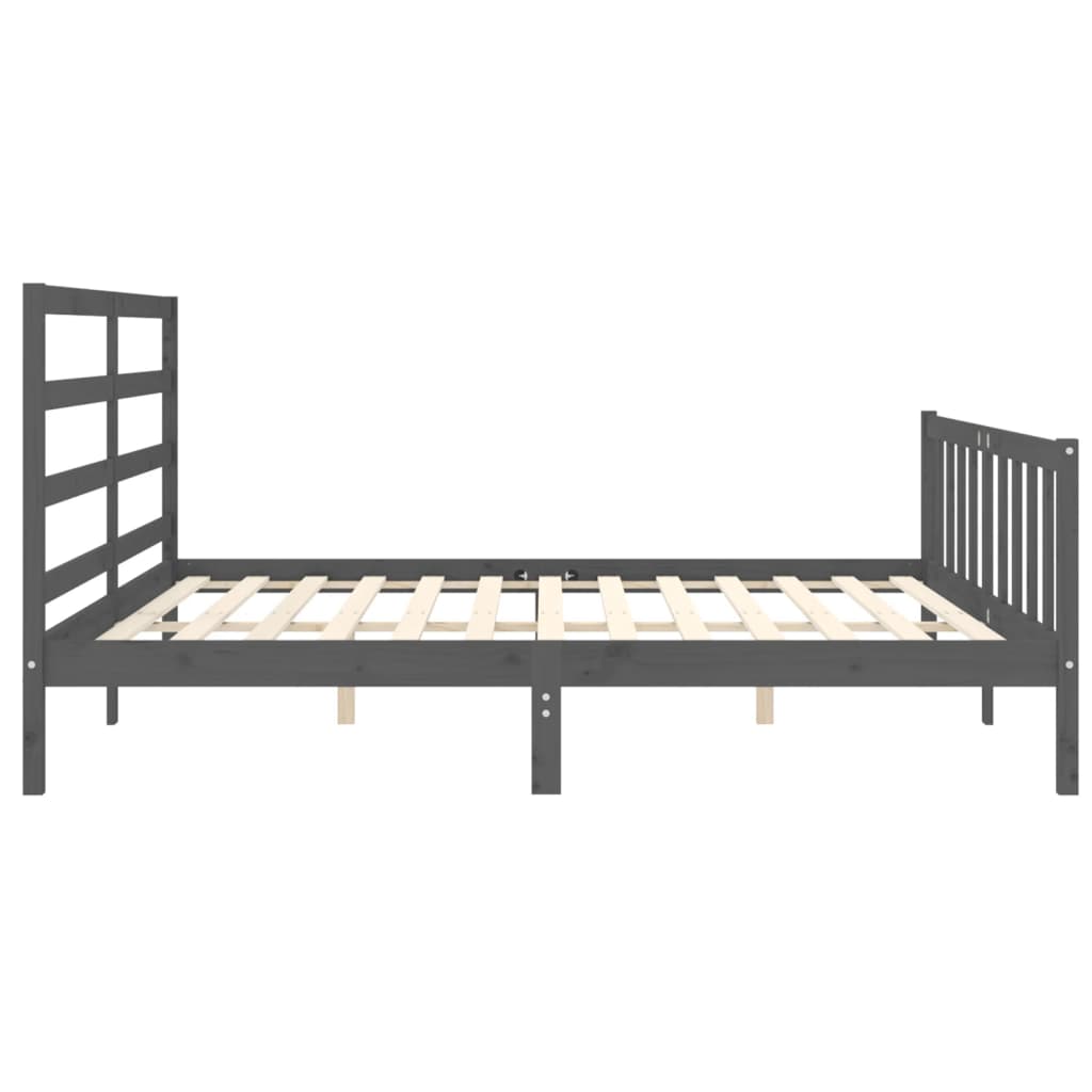 vidaXL Estructura de cama con cabecero madera maciza gris 200x200 cm