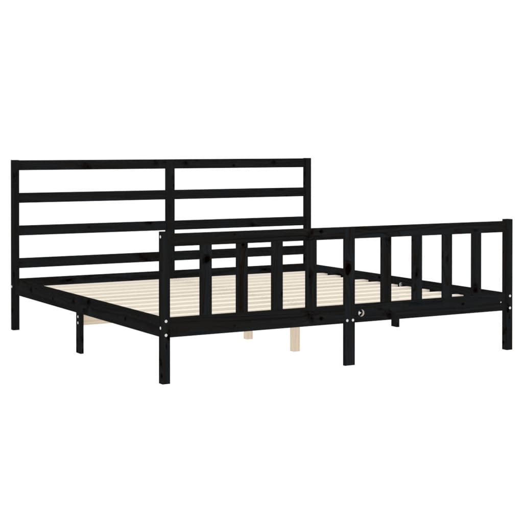 vidaXL Estructura de cama con cabecero madera maciza negro 200x200 cm