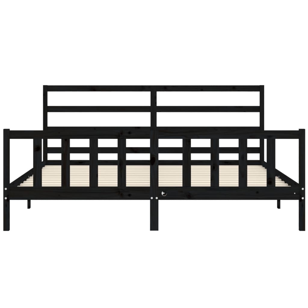 vidaXL Estructura de cama con cabecero madera maciza negro 200x200 cm