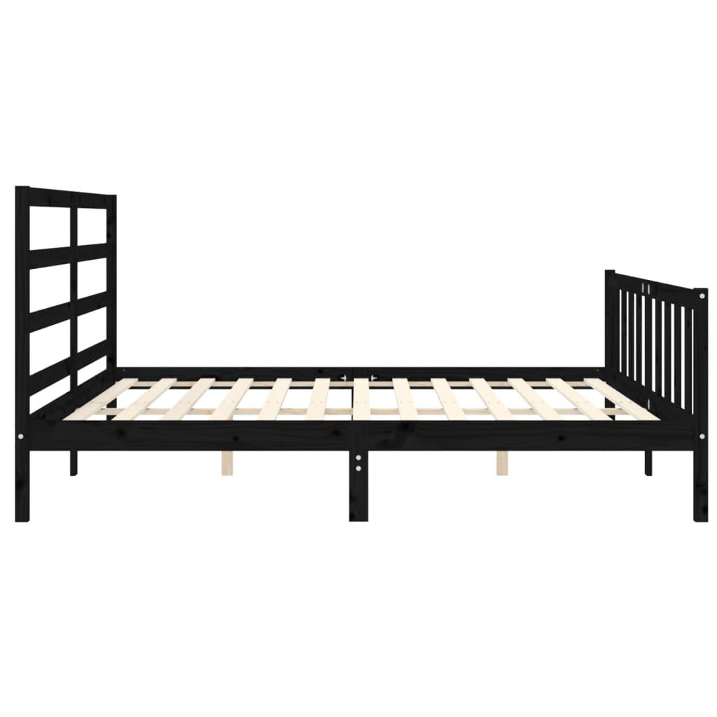 vidaXL Estructura de cama con cabecero madera maciza negro 200x200 cm