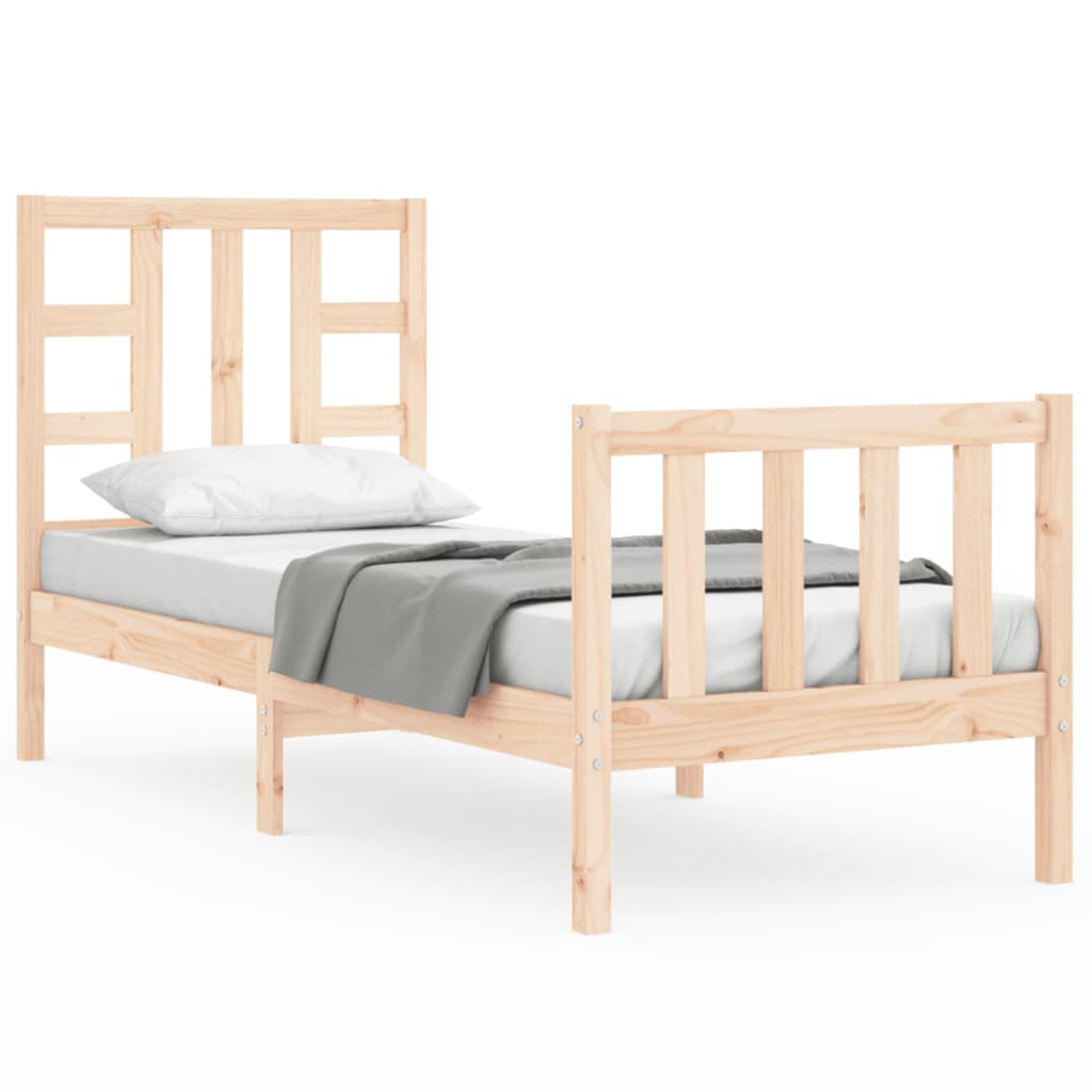 vidaXL Estructura de cama individual con cabecero madera maciza