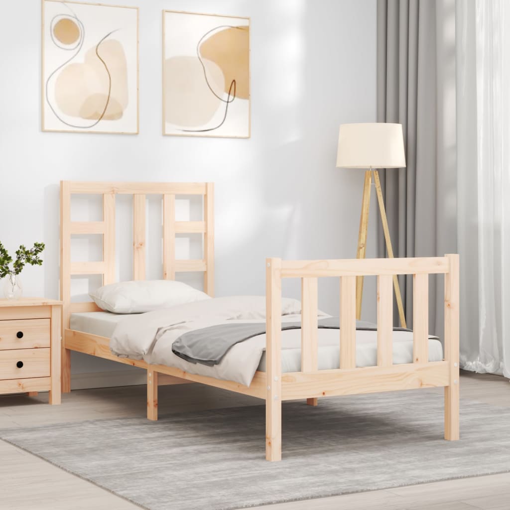 vidaXL Estructura de cama individual con cabecero madera maciza