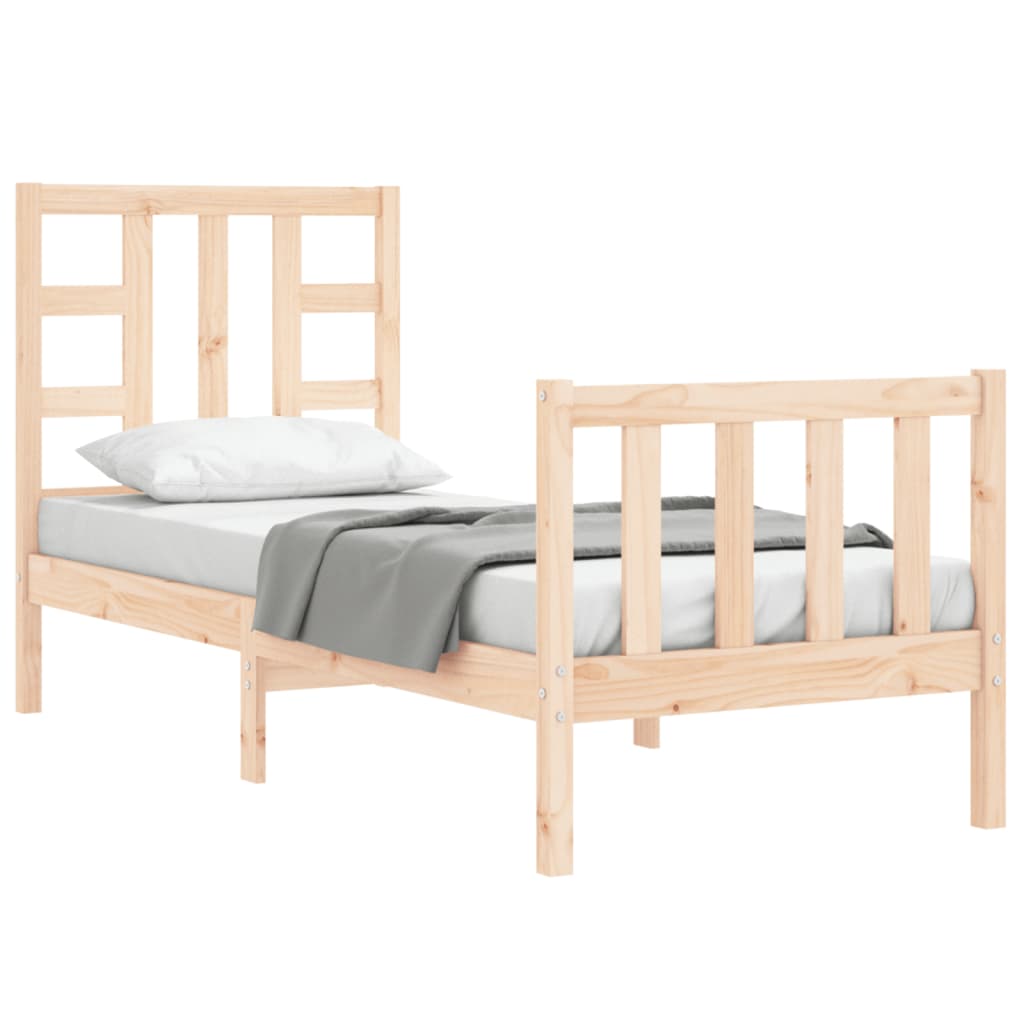 vidaXL Estructura de cama individual con cabecero madera maciza