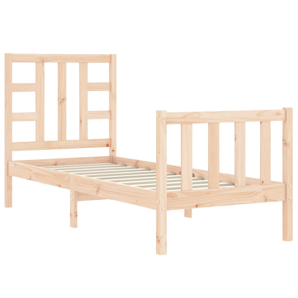 vidaXL Estructura de cama individual con cabecero madera maciza