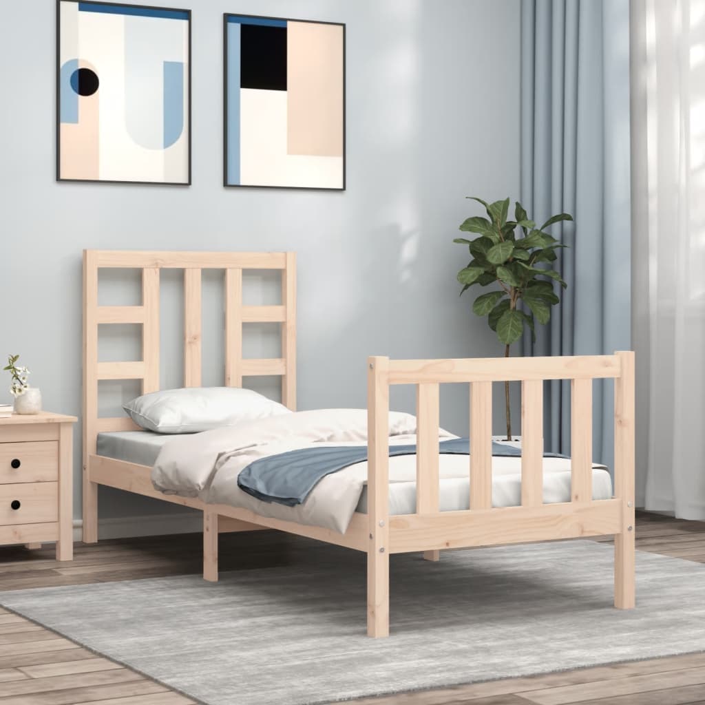 vidaXL Estructura de cama individual con cabecero madera maciza