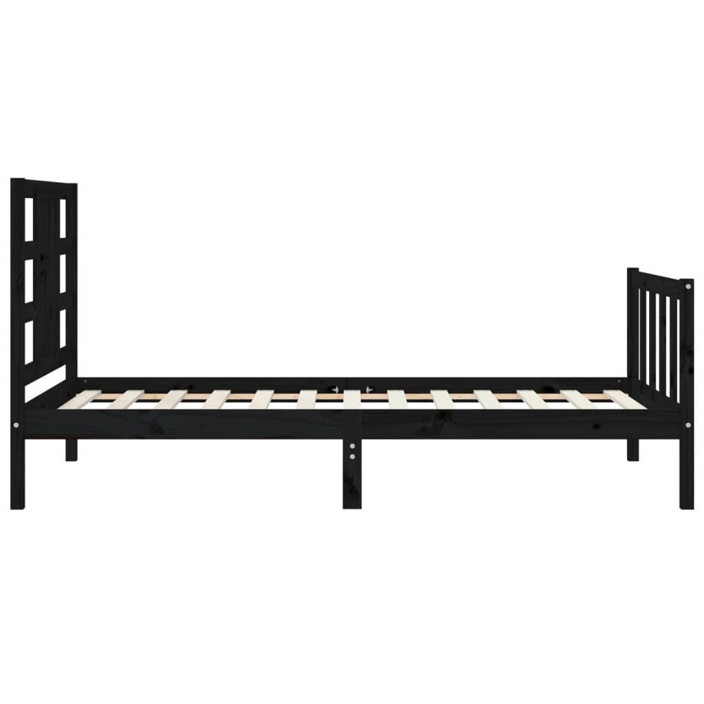 vidaXL Estructura de cama con cabecero madera maciza negro 90x190 cm