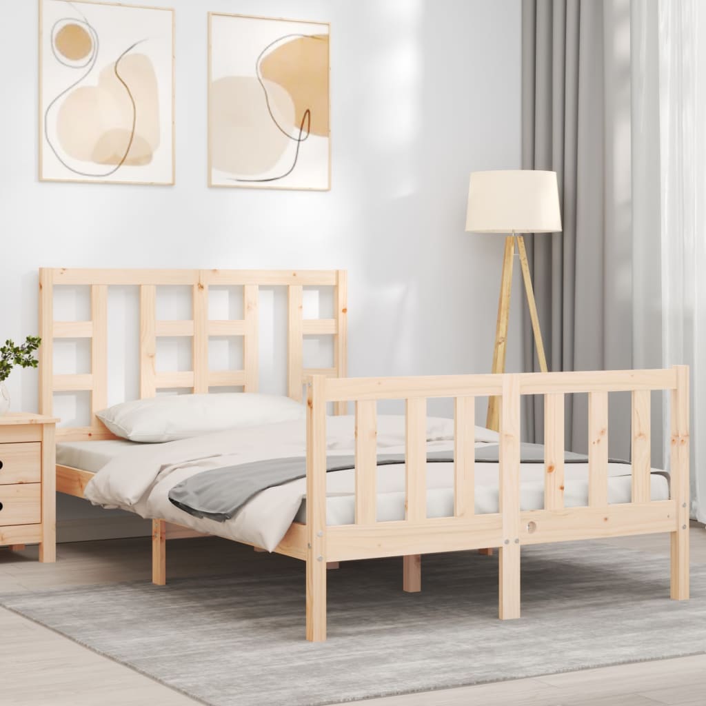 vidaXL Estructura de cama de matrimonio con cabecero madera maciza