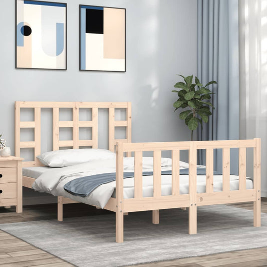 vidaXL Estructura de cama de matrimonio con cabecero madera maciza