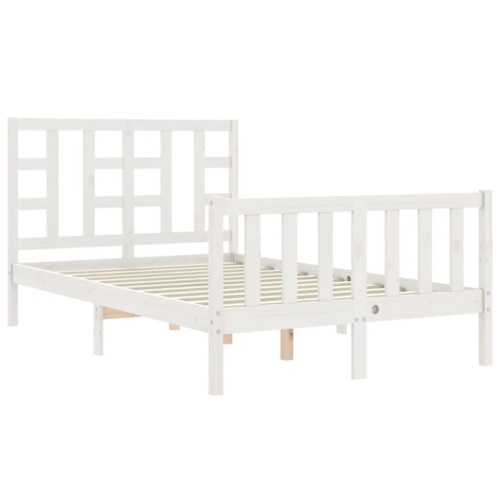 vidaXL Estructura cama de matrimonio con cabecero madera maciza blanco