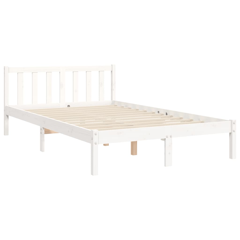 vidaXL Estructura cama de matrimonio con cabecero madera maciza blanco