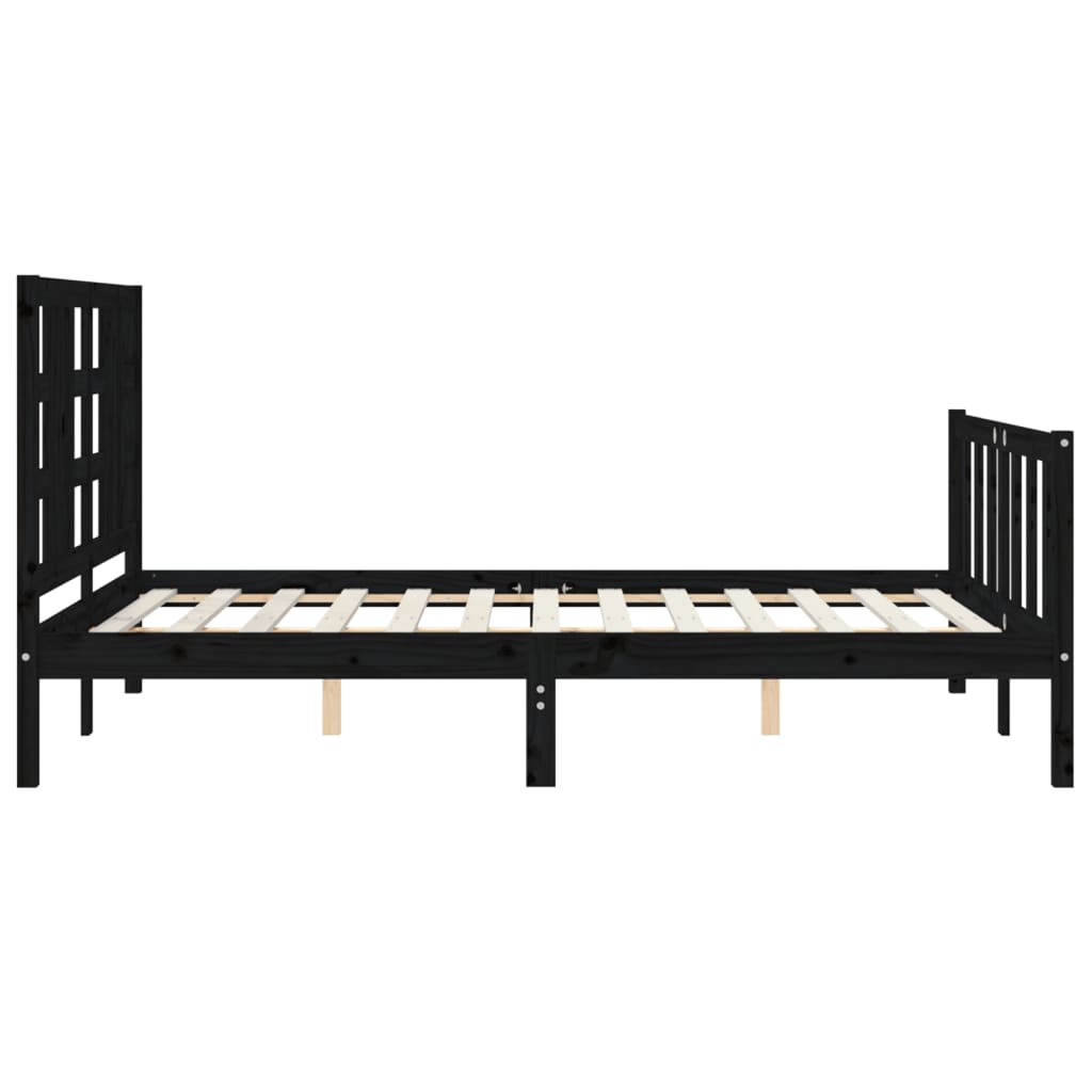 vidaXL Estructura de cama con cabecero madera maciza negro 140x190 cm