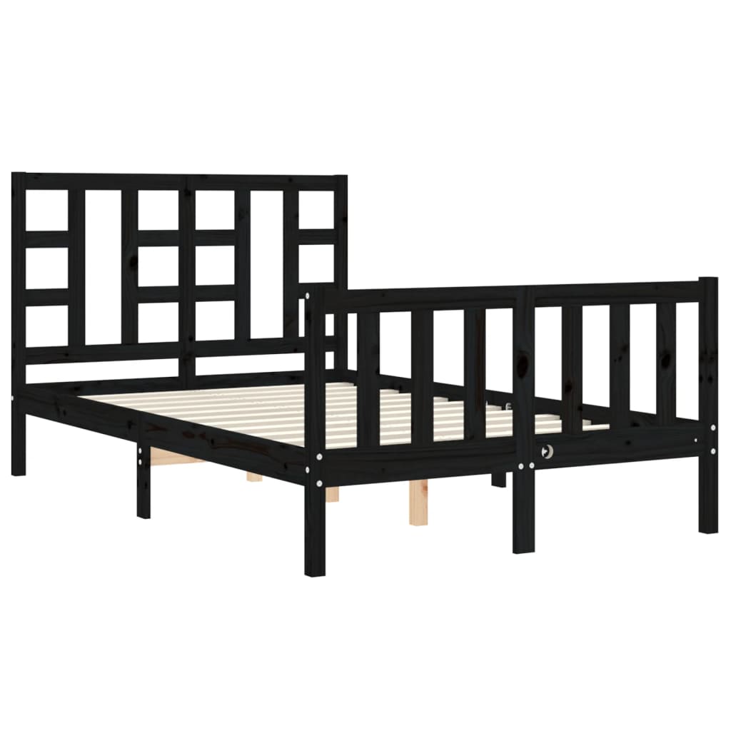 vidaXL Estructura de cama con cabecero madera maciza negro 120x200 cm