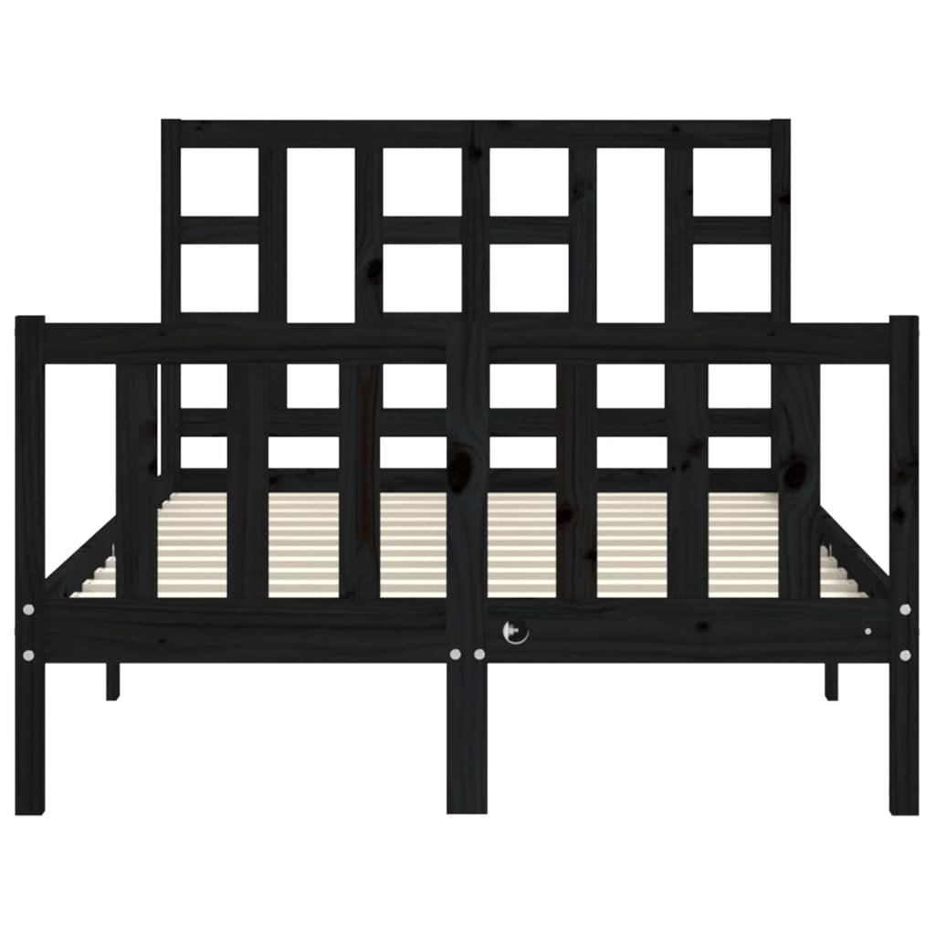 vidaXL Estructura de cama con cabecero madera maciza negro 120x200 cm