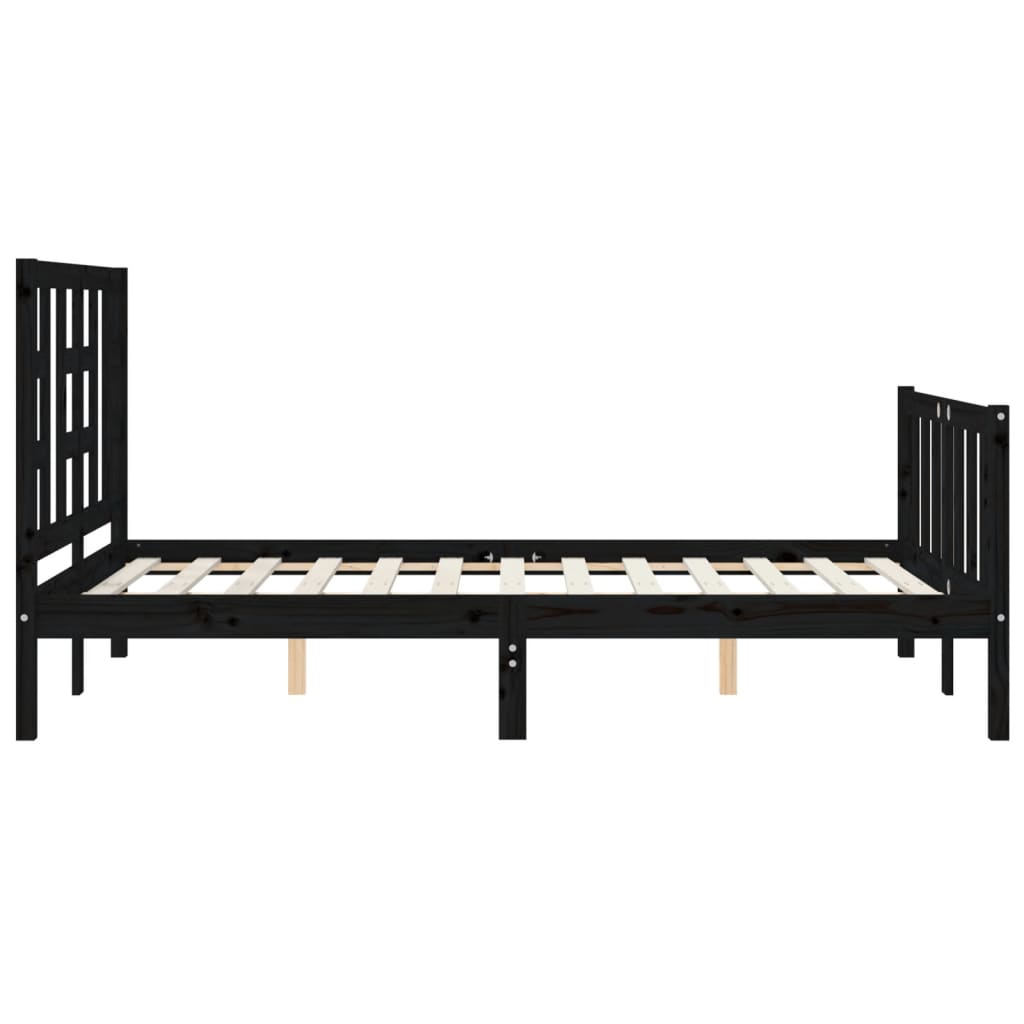 vidaXL Estructura de cama con cabecero madera maciza negro 120x200 cm