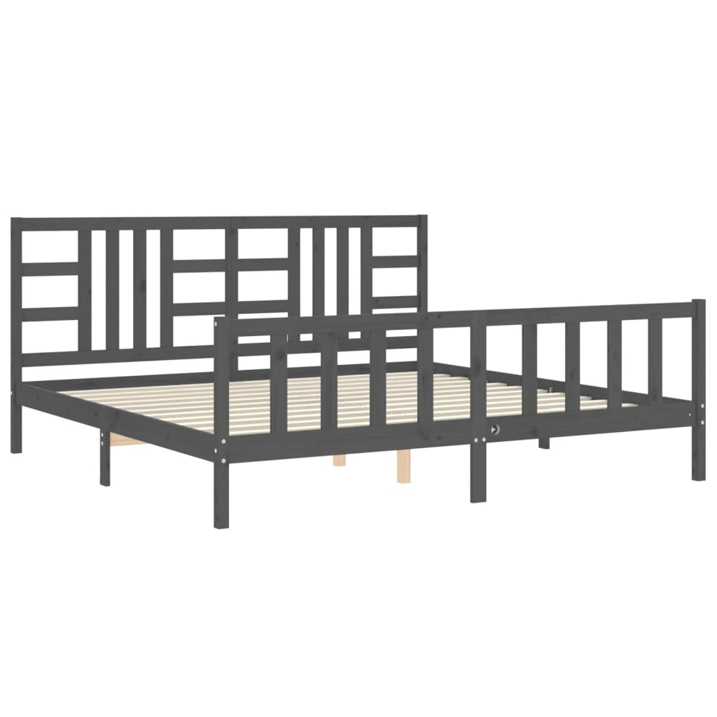 vidaXL Estructura de cama con cabecero madera maciza gris 200x200 cm