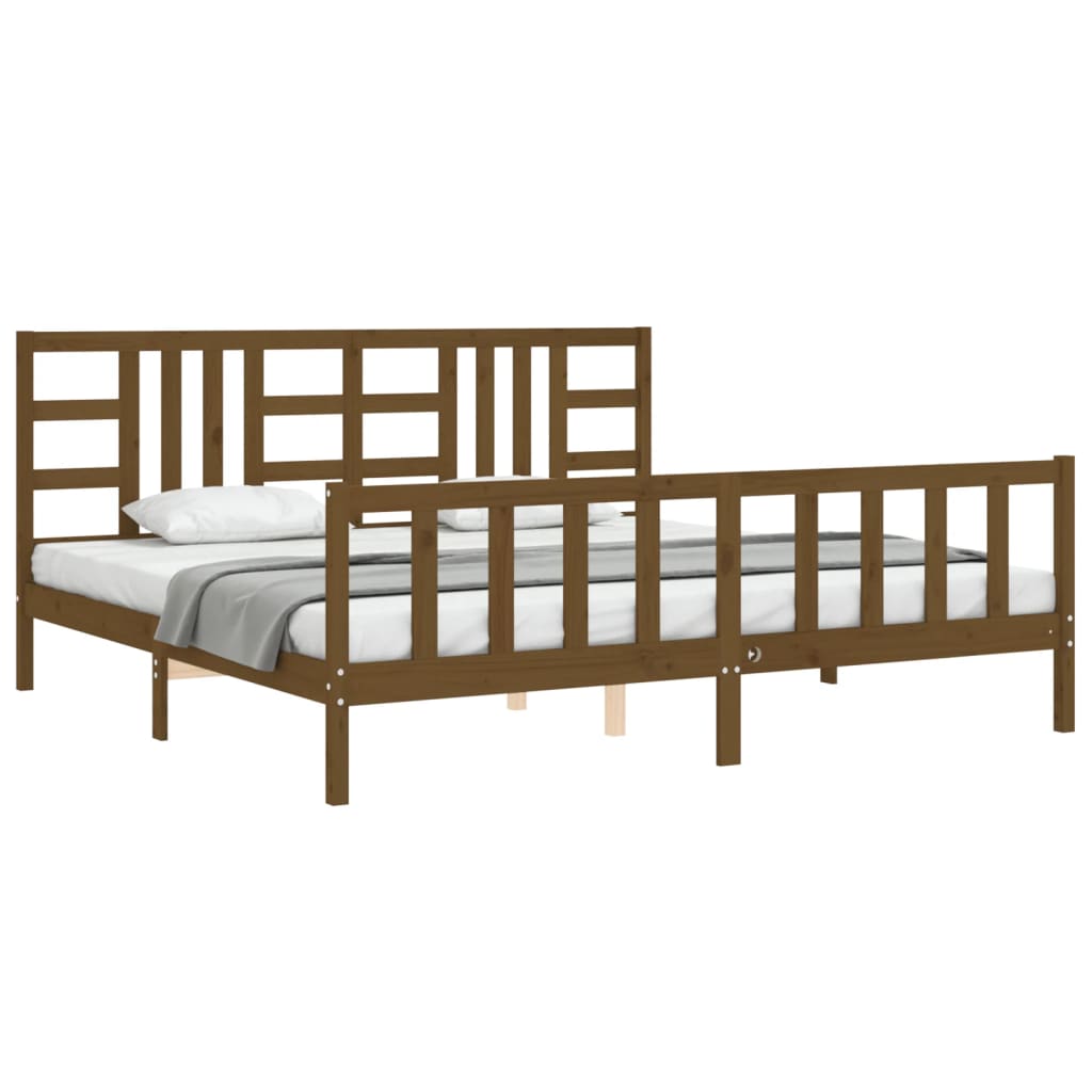 vidaXL Estructura cama y cabecero madera maciza marrón miel 200x200 cm