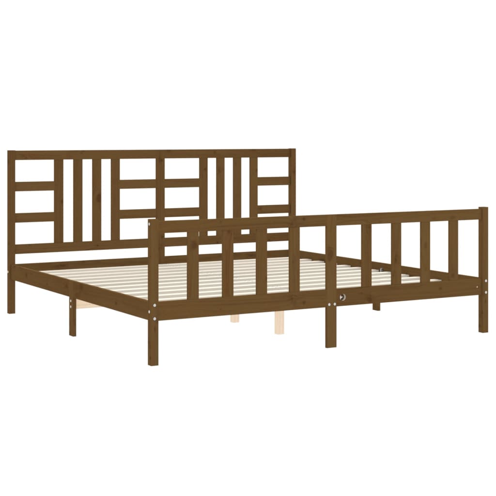 vidaXL Estructura cama y cabecero madera maciza marrón miel 200x200 cm