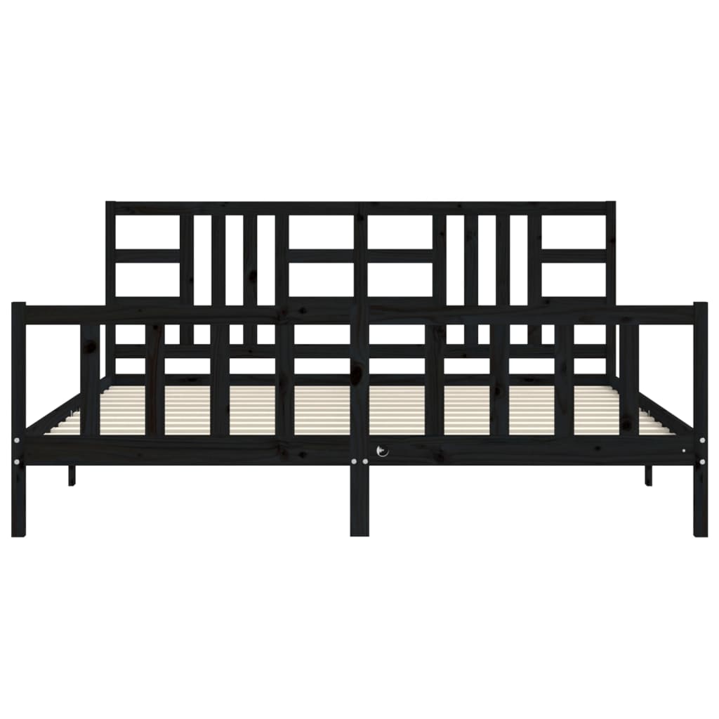 vidaXL Estructura de cama con cabecero madera maciza negro 200x200 cm