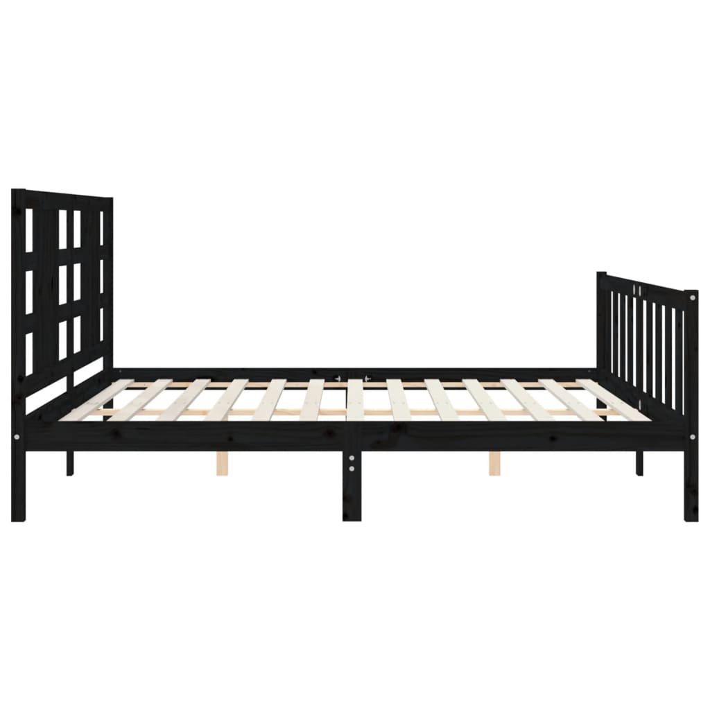 vidaXL Estructura de cama con cabecero madera maciza negro 200x200 cm