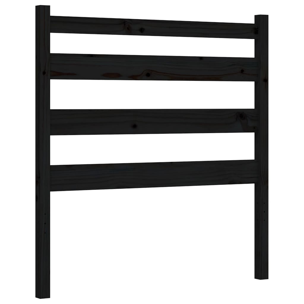 vidaXL Estructura de cama individual con cabecero madera maciza negro