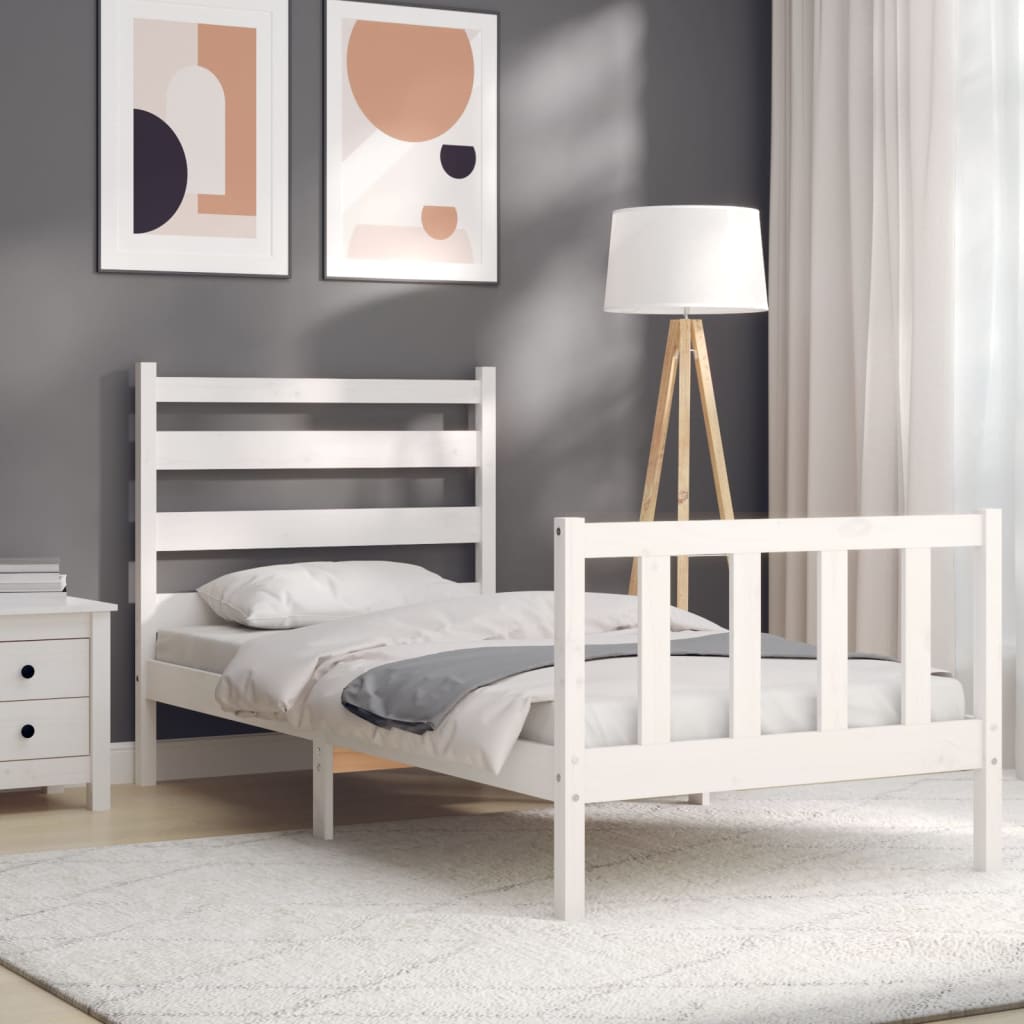 vidaXL Estructura de cama sin colchón madera maciza blanca 90x190 cm