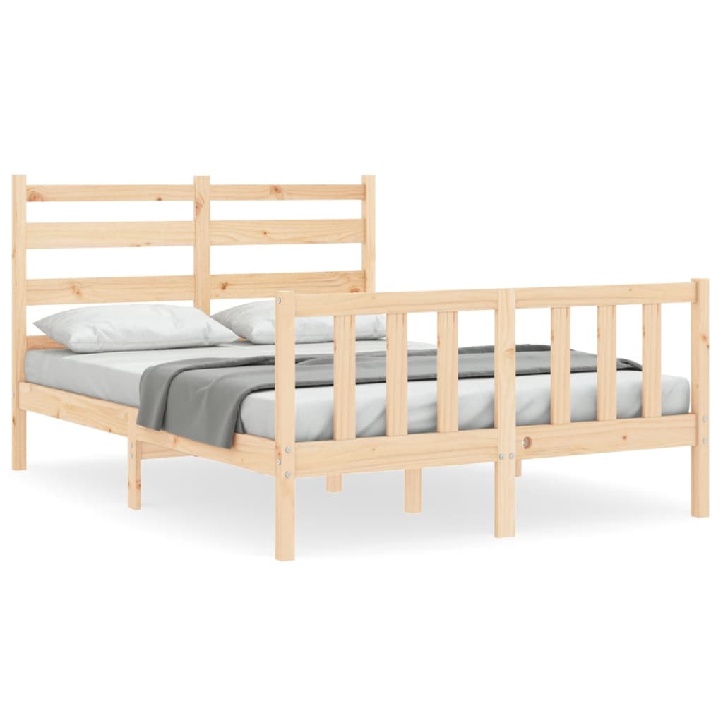 vidaXL Estructura de cama de matrimonio con cabecero madera maciza