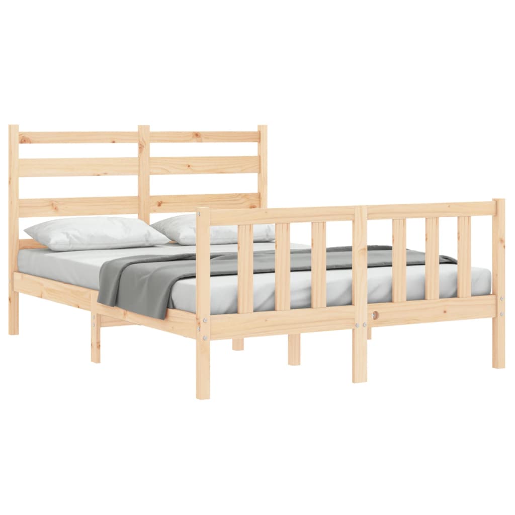 vidaXL Estructura de cama de matrimonio con cabecero madera maciza