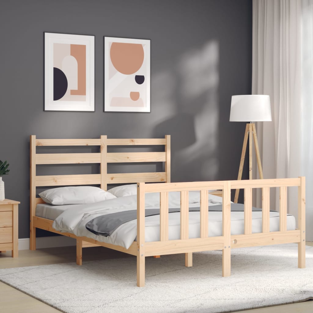 vidaXL Estructura de cama de matrimonio con cabecero madera maciza