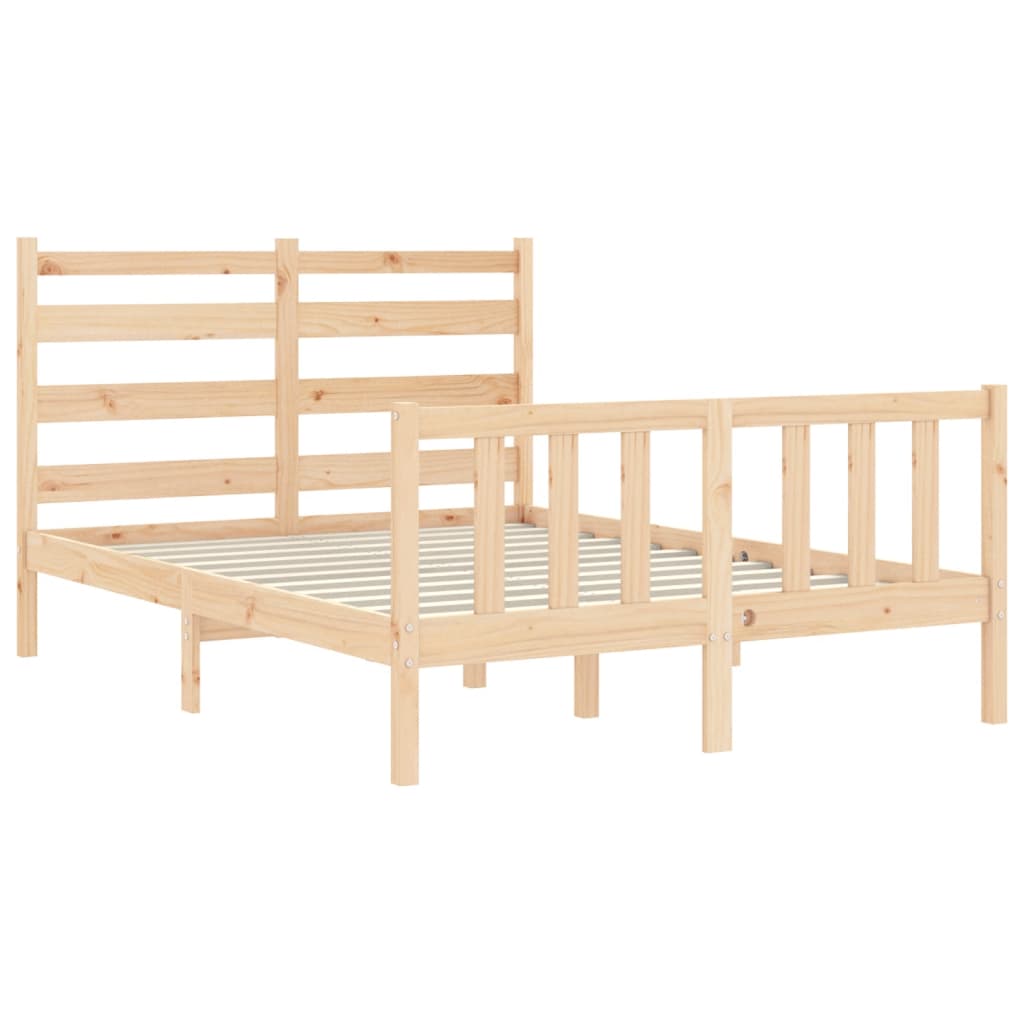 vidaXL Estructura de cama de matrimonio con cabecero madera maciza