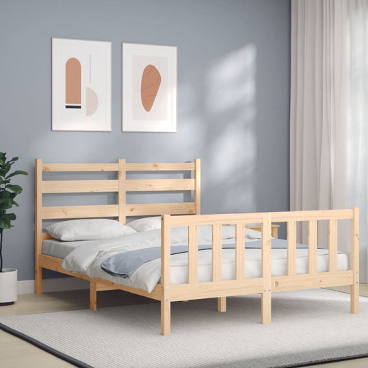 vidaXL Estructura de cama de matrimonio con cabecero madera maciza