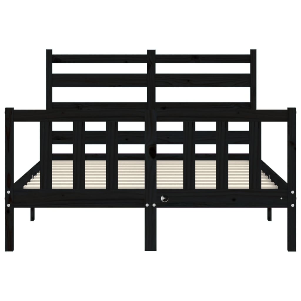 vidaXL Estructura de cama con cabecero madera maciza negro 140x190 cm