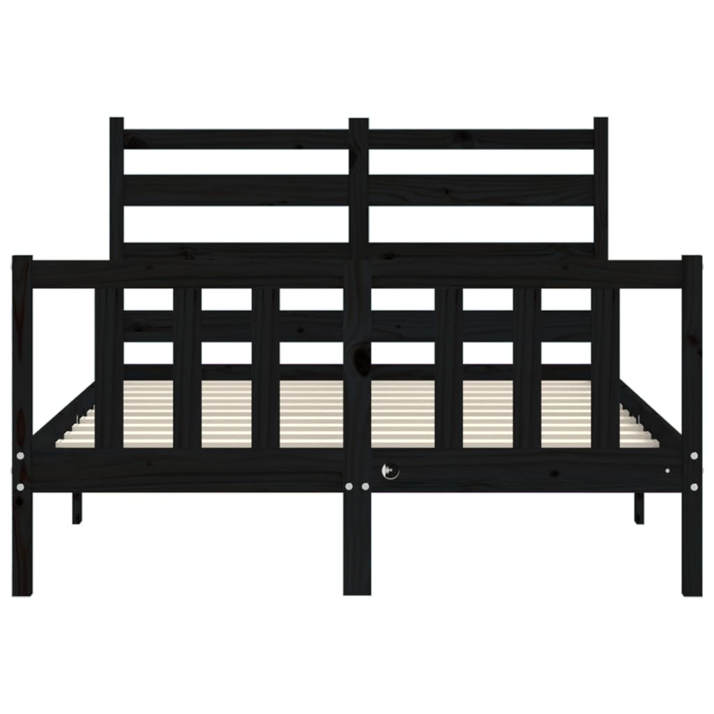 vidaXL Estructura de cama con cabecero madera maciza negro 120x200 cm