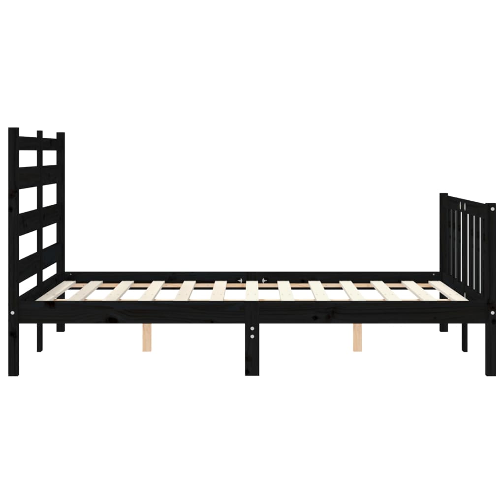 vidaXL Estructura de cama con cabecero madera maciza negro 120x200 cm