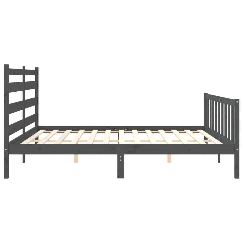 vidaXL Estructura de cama con cabecero madera maciza gris 200x200 cm