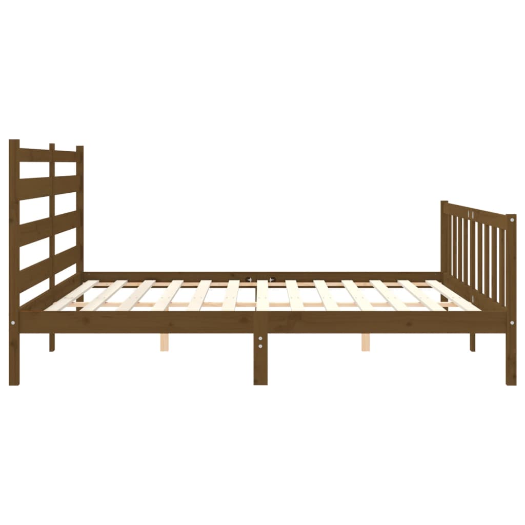 vidaXL Estructura cama y cabecero madera maciza marrón miel 200x200 cm