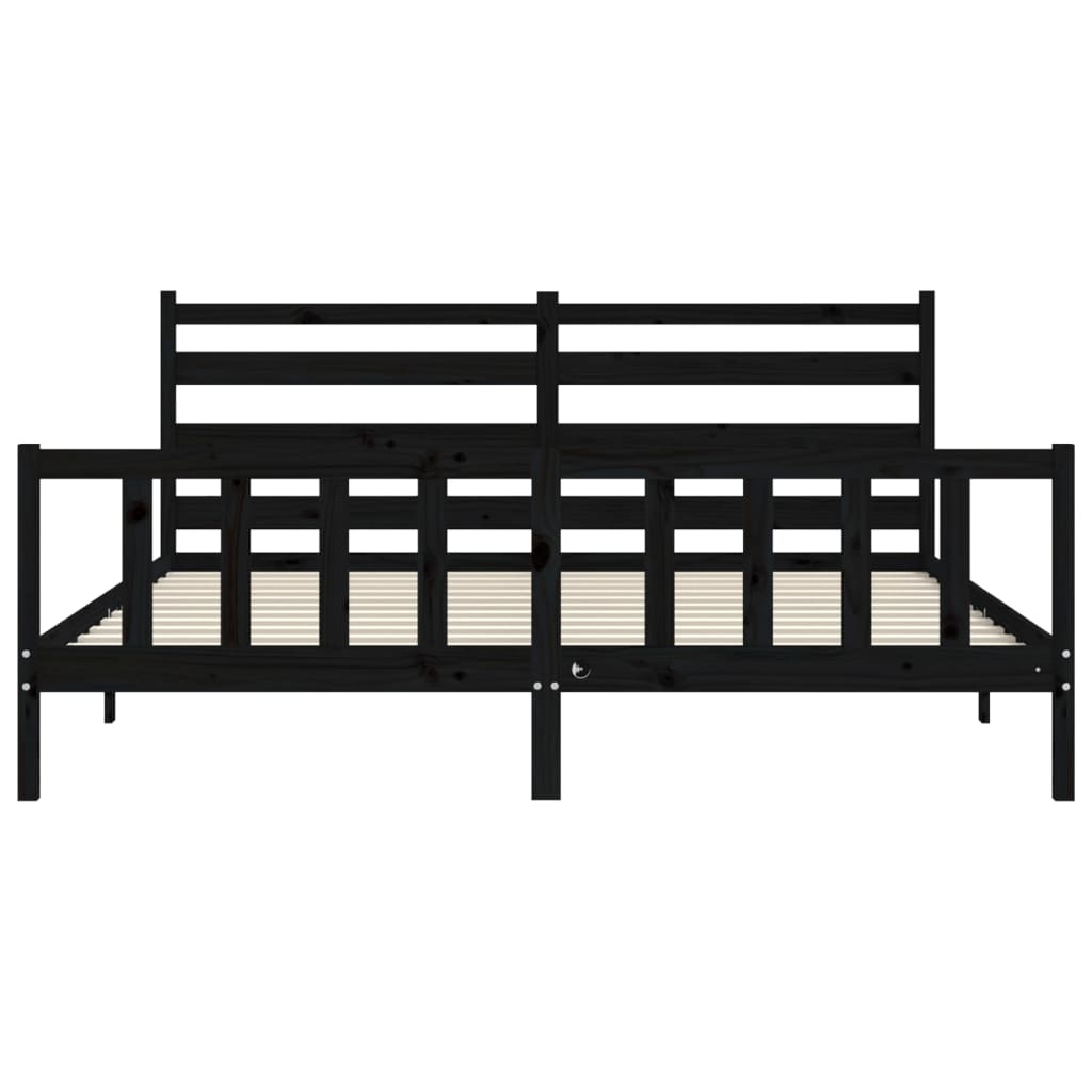 vidaXL Estructura de cama con cabecero madera maciza negro 200x200 cm