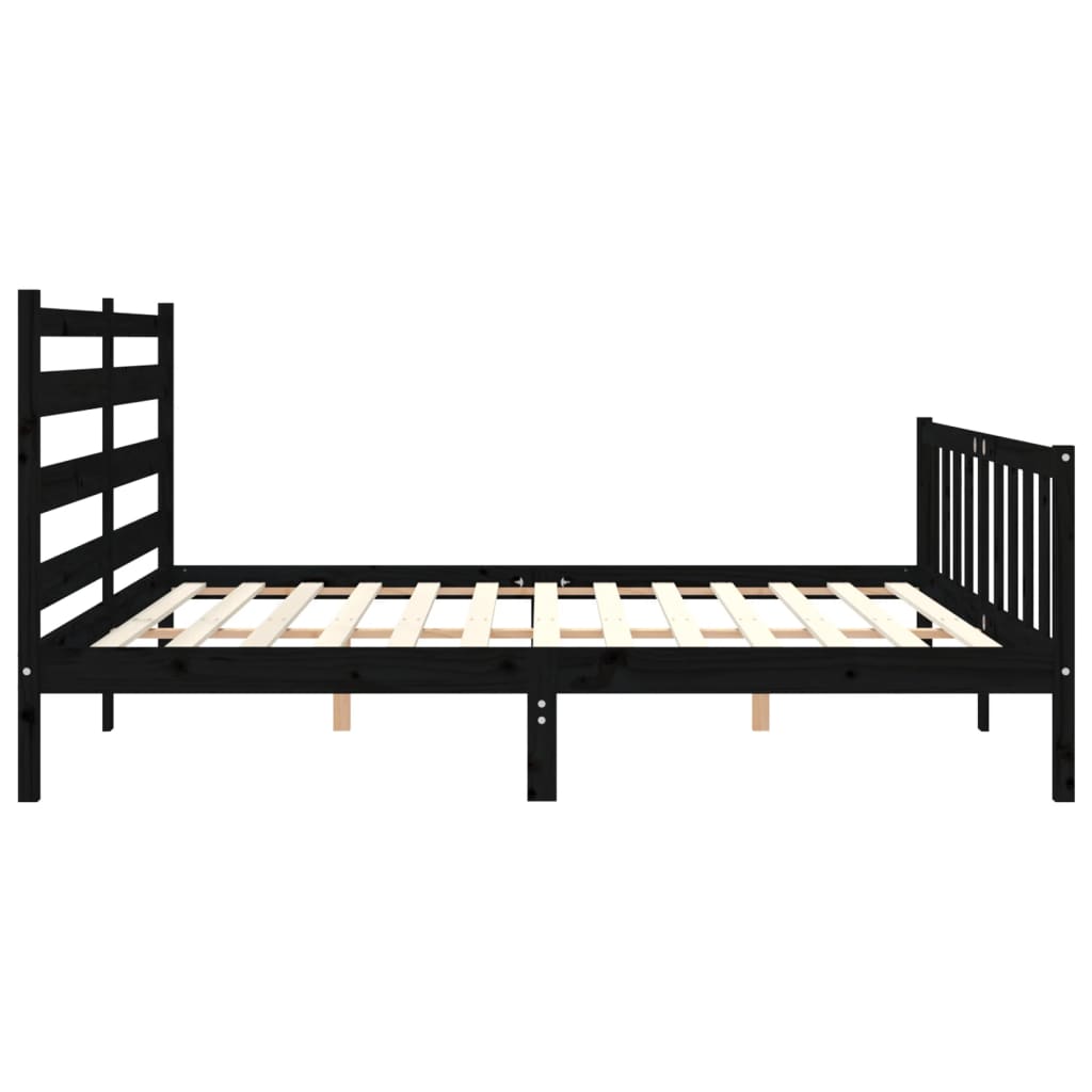 vidaXL Estructura de cama con cabecero madera maciza negro 200x200 cm