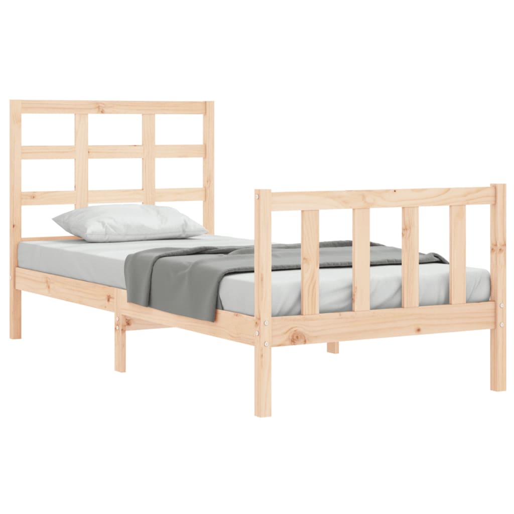 vidaXL Estructura de cama individual con cabecero madera maciza