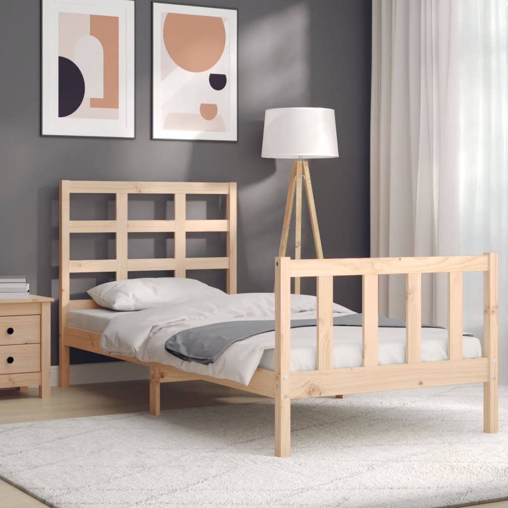 vidaXL Estructura de cama individual con cabecero madera maciza