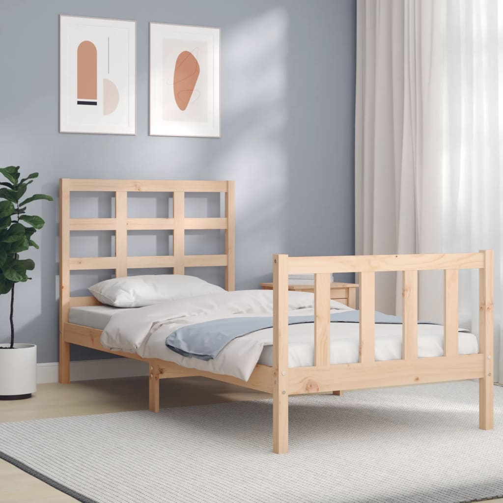 vidaXL Estructura de cama individual con cabecero madera maciza