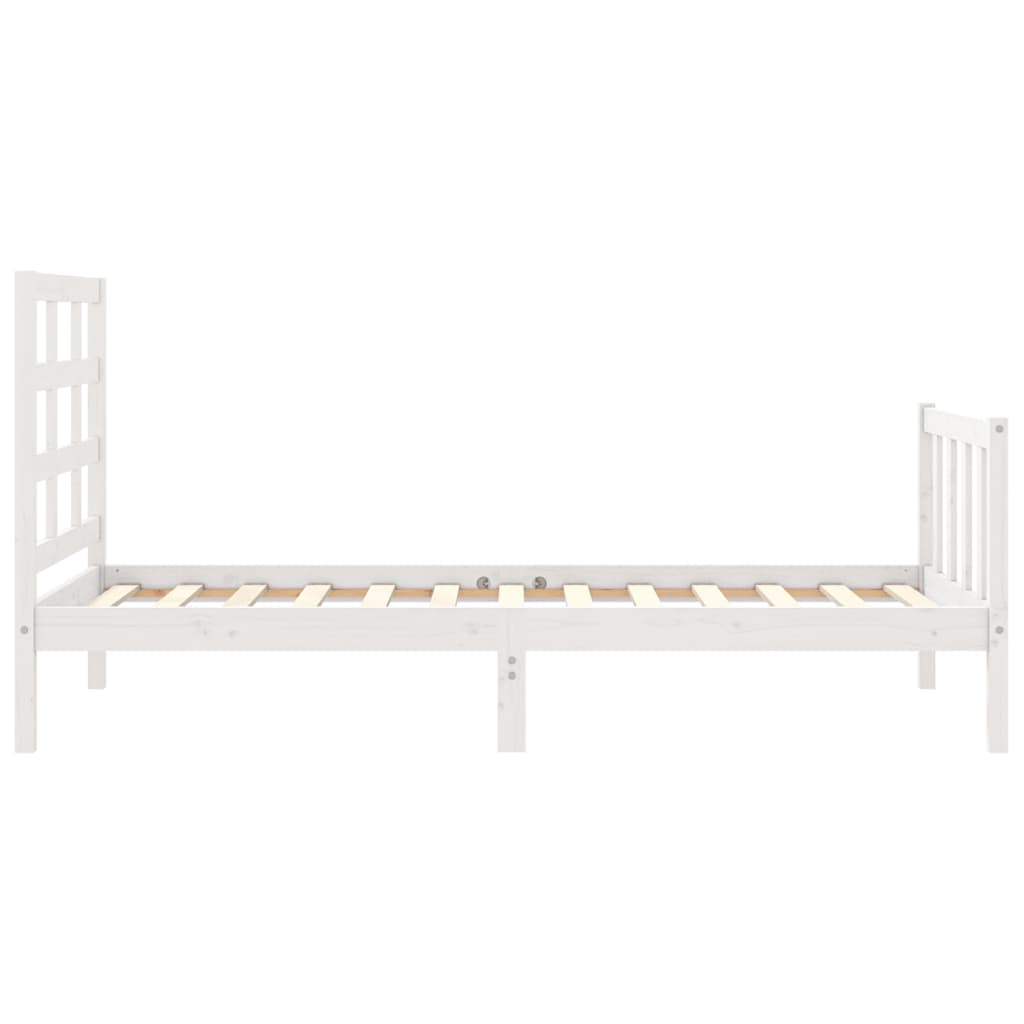 vidaXL Estructura de cama individual con cabecero madera maciza blanco