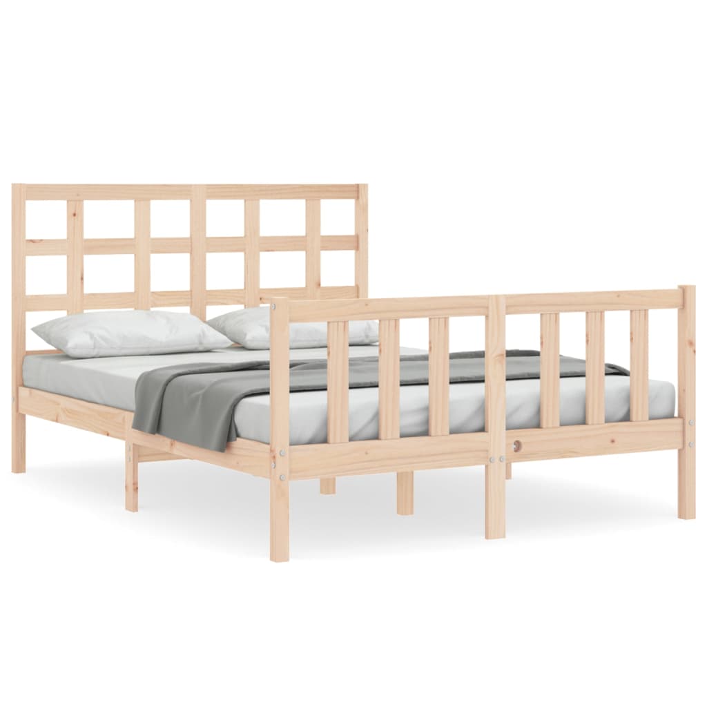 vidaXL Estructura de cama de matrimonio con cabecero madera maciza