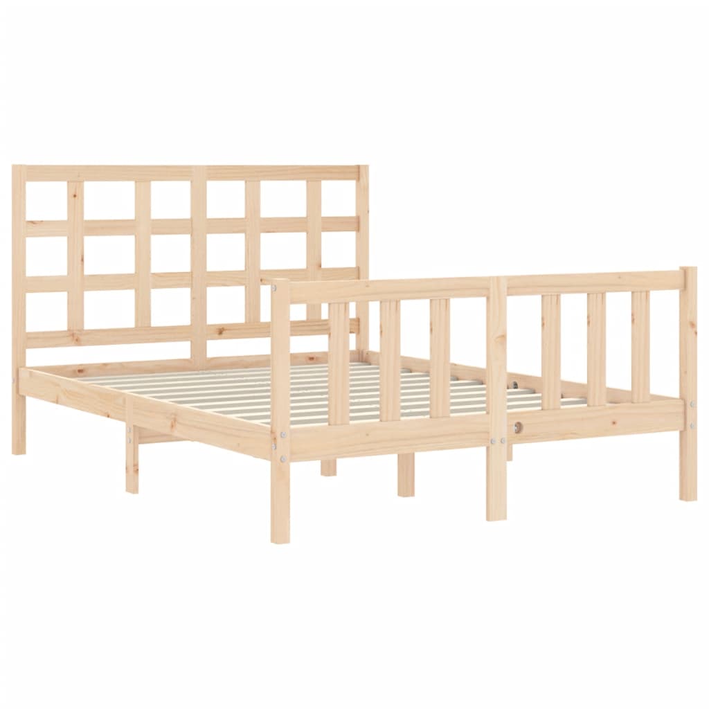 vidaXL Estructura de cama de matrimonio con cabecero madera maciza