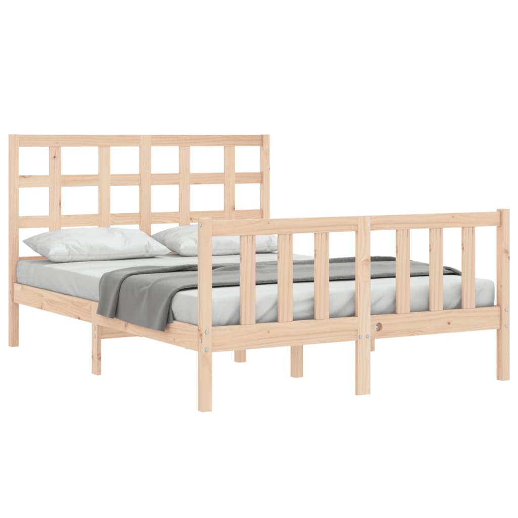 vidaXL Estructura de cama de matrimonio con cabecero madera maciza