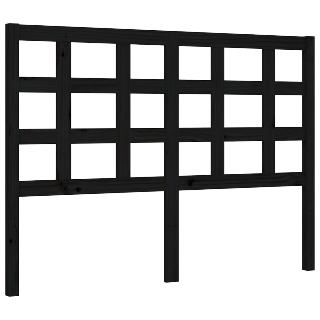 vidaXL Estructura de cama con cabecero madera maciza negro 140x190 cm