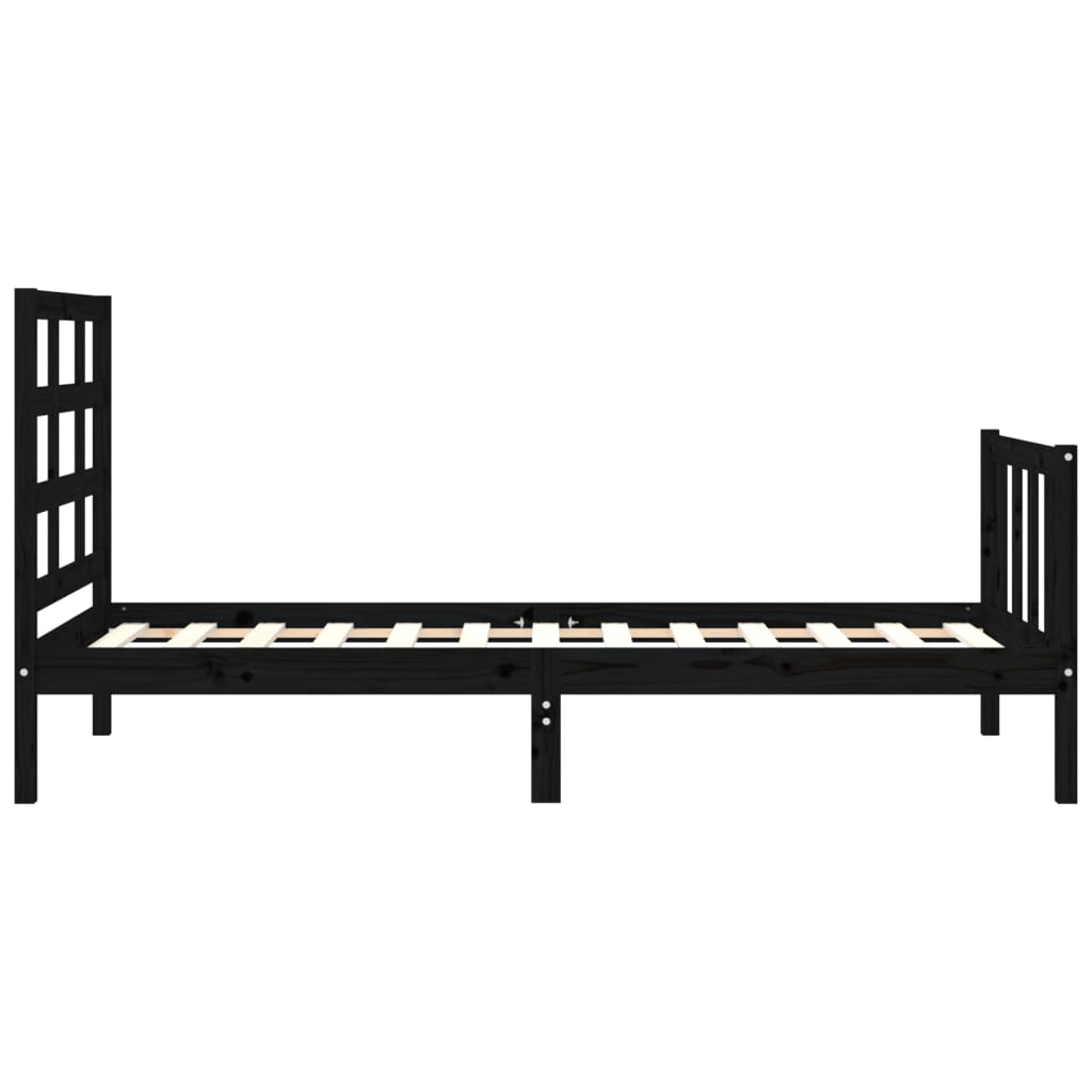 vidaXL Estructura de cama con cabecero madera maciza negro 90x200 cm